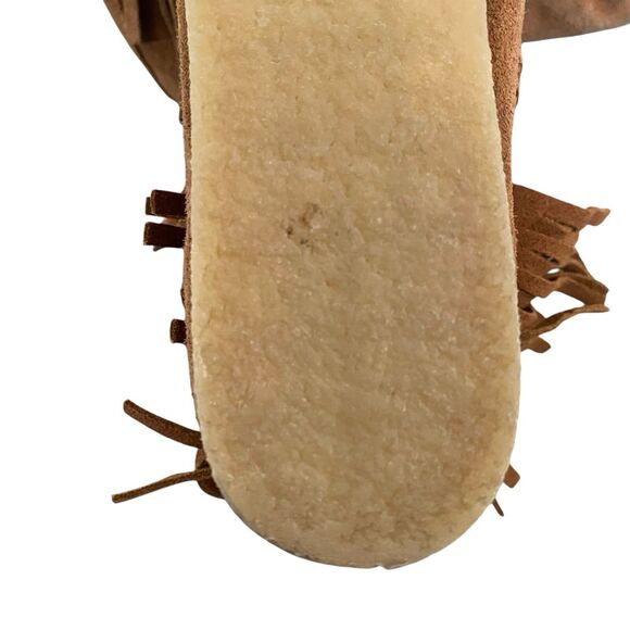 Zara Trafaluc Suede Booties 8 EU 38 Brown Fringed Moccasin Lace Up - Picture 7 of 9